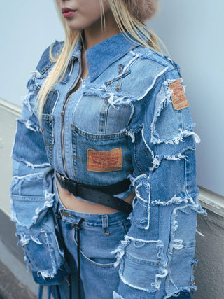 リメイク パッチワーク デニム ジャケット【一点モノ】