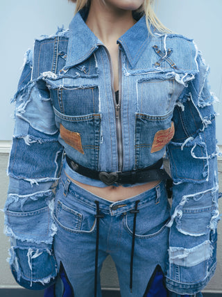 リメイク パッチワーク デニム ジャケット【一点モノ】