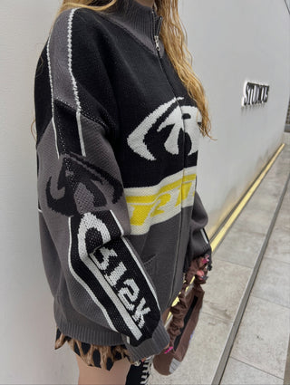 レーシング ニット カーディガン