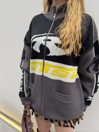 レーシング ニット カーディガン