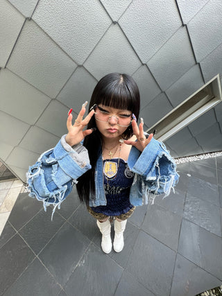 リメイク パッチワーク デニム ジャケット【一点モノ】