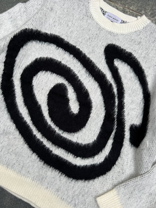 ビッグ グラフィク モヘア ニット セーター