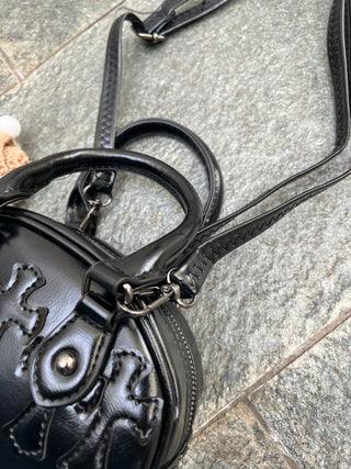 クロス エナメル ミニ ハンドバッグ BLACK【2WAY仕様】