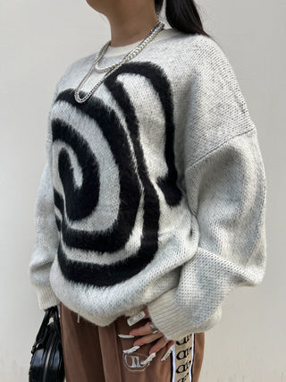 ビッグ グラフィク モヘア ニット セーター