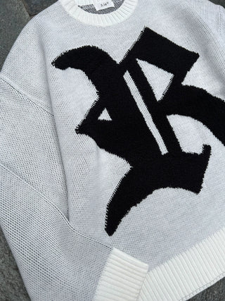 Rアルファベットビッグニットセーター