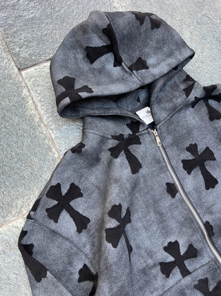 クロス ウォッシュ グリッター ジップフーディー