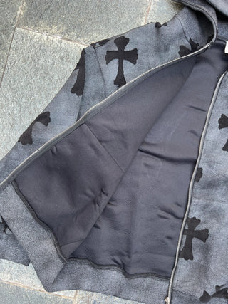 クロス ウォッシュ グリッター ジップフーディー