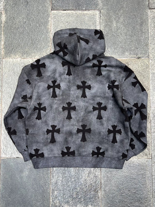 クロス ウォッシュ グリッター ジップフーディー