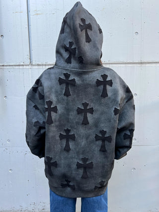 クロス ウォッシュ グリッター ジップフーディー