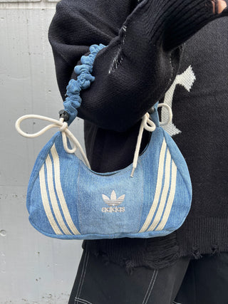 リメイク デニム ギャザーハンドルショルダー バッグ【サイズ調節可】#27