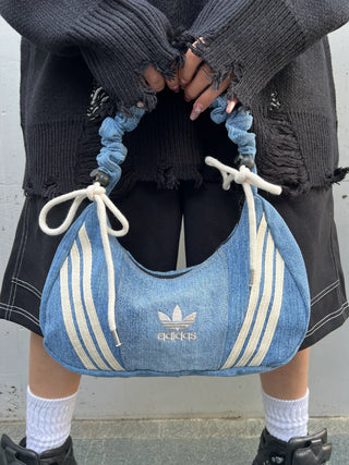 リメイク デニム ギャザーハンドルショルダー バッグ【サイズ調節可】#27