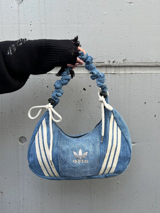 リメイク デニム ギャザーハンドルショルダー バッグ【サイズ調節可】#27