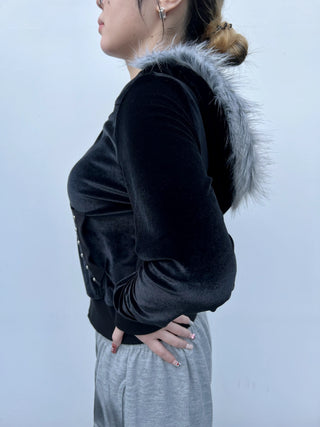 ラグジュアリーベロアジップファーフーディー
