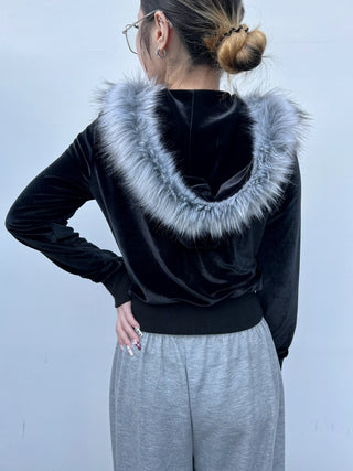 ラグジュアリーベロアジップファーフーディー