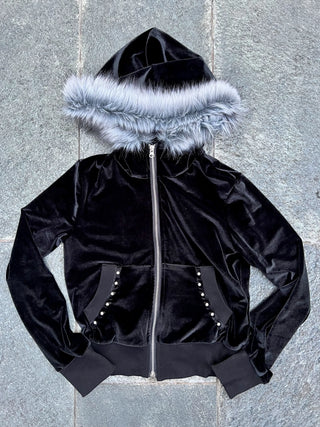 ラグジュアリーベロアジップファーフーディー