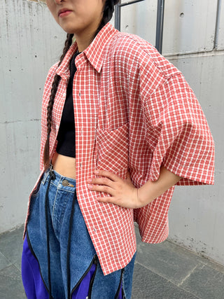 短丈 チェックシャツ【ユニセックス】