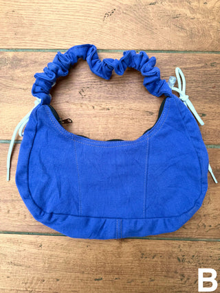 リメイク ショルダーメレンゲバッグ【サイズ調節可】【ブルー系】#42