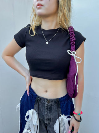 クロップ 短丈 半袖 無地 Tシャツ【4カラー/レイヤード/コスパ◎】