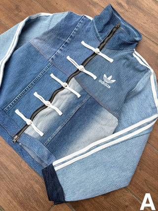 リメイクデニムチャイニーズトラックジャケット ブルー