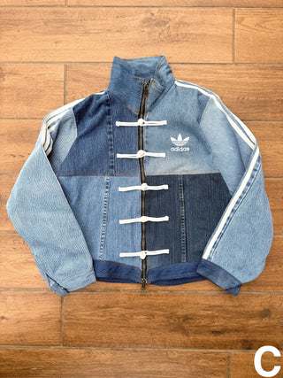 リメイクデニムチャイニーズトラックジャケット ブルー