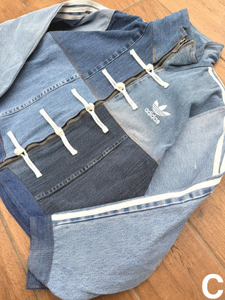 リメイクデニムチャイニーズトラックジャケット ブルー