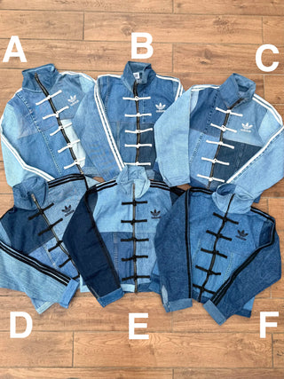 リメイクデニムチャイニーズトラックジャケット ブルー