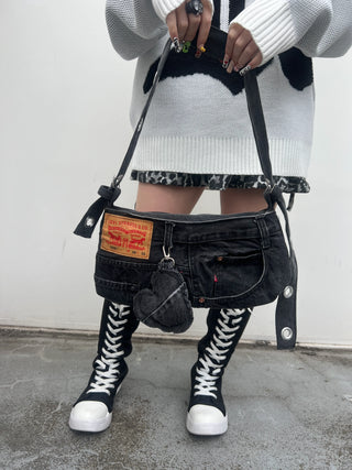 リメイク 2WAY デニムショルダー バッグ【ベルトサイズ調節可】