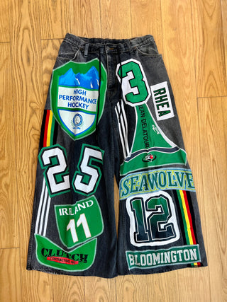 リメイクナンバリングパッチデニムパンツ #1