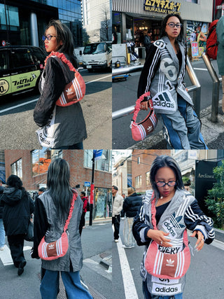 リメイク 2WAY ショルダーメレンゲバッグ【サイズ調節可】【ピンク系】#77