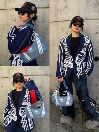 リメイク 2WAY デニムショルダーメレンゲバッグ【サイズ調節可】【デニム系】#75