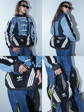 リメイク ショルダーメレンゲバッグ【サイズ調節可】【ブラック系】#79