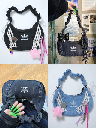 リメイクチャームリングメレンゲショルダーバッグ【ブルー系】