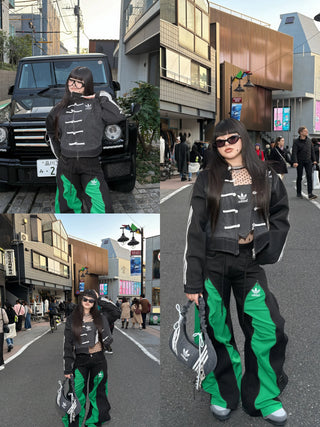 リメイクデニムチャイニーズトラックジャケット ブラック