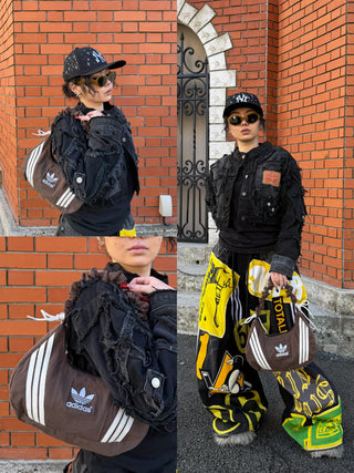 リメイク 2WAY ショルダーメレンゲバッグ【サイズ調節可】【ブラウン系】#80