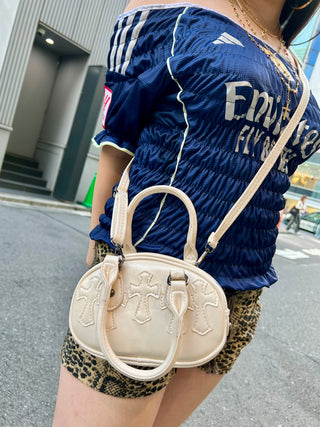 クロス エナメル ミニ ハンドバッグ【2WAY仕様】