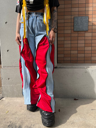 REMAKE ZIPPER DENIM PANTS