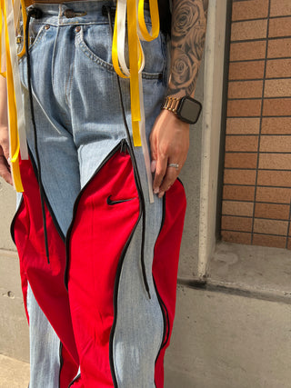 REMAKE ZIPPER DENIM PANTS