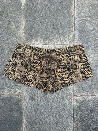 タイト デニム レオパード ショート パンツ【Y2K】
