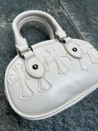 クロス エナメル ミニ ハンドバッグ【2WAY仕様】