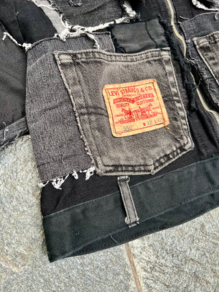 リメイク パッチワーク デニム ジャケット ブラック【一点モノ】