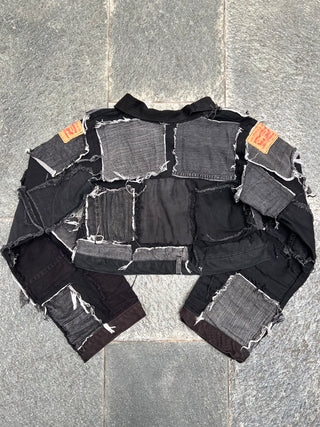 リメイク パッチワーク デニム ジャケット ブラック【一点モノ】