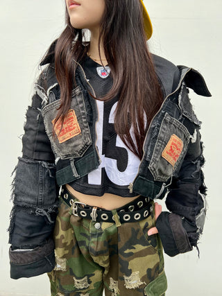 リメイク パッチワーク デニム ジャケット ブラック【一点モノ】