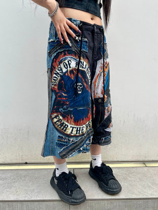 リメイクヴィンテージパッチデニムハーフパンツ