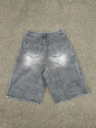 DENIM CAMO WIDE SHORTS　