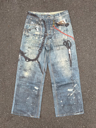 TRANSFER PRINTED DENIM PANTS