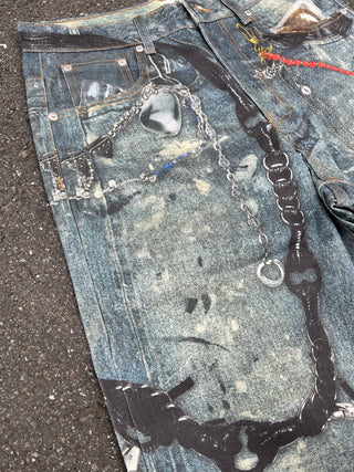 TRANSFER PRINTED DENIM PANTS