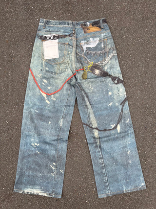 TRANSFER PRINTED DENIM PANTS