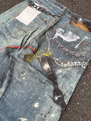 TRANSFER PRINTED DENIM PANTS